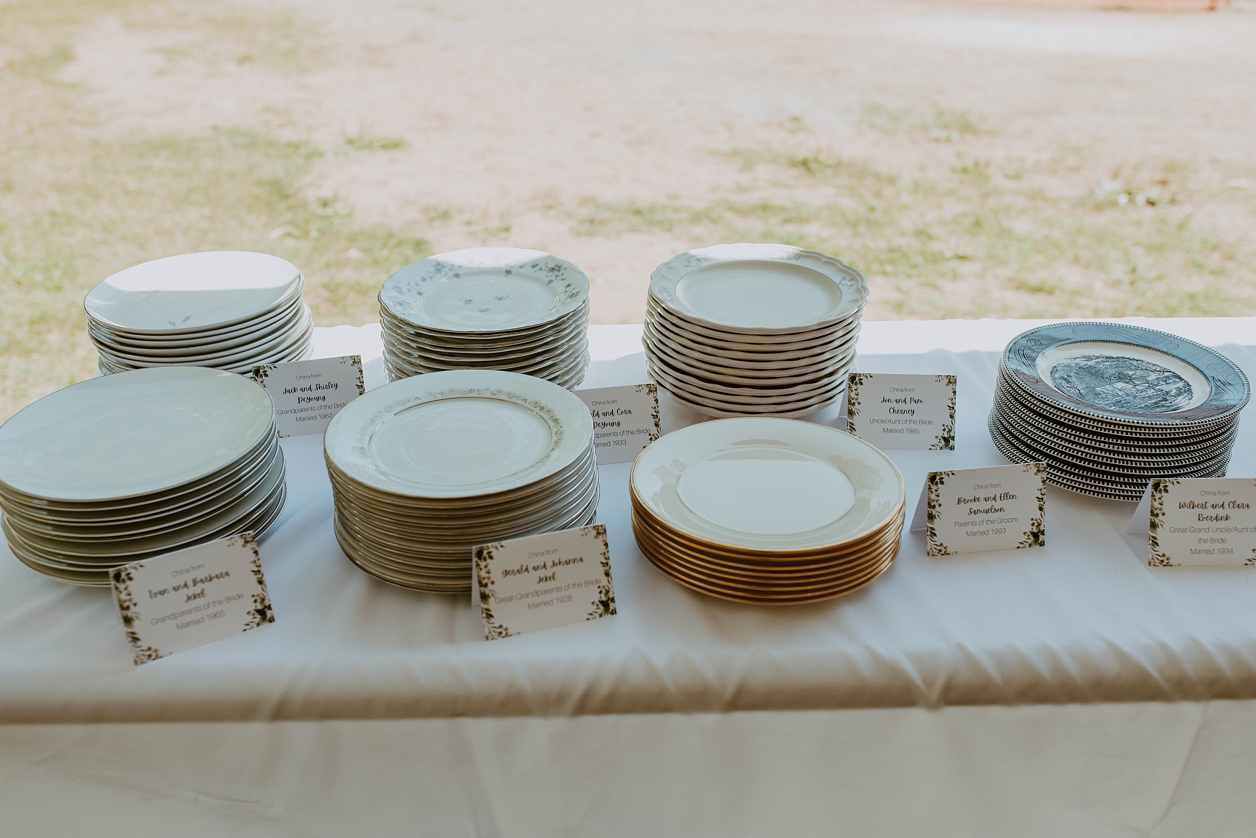 plates during wedding reception